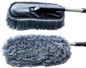 img 3 attached to 🚗 Gray Vozada Microfiber Car Duster Wash Mop with Extendable Handle for Exterior & Interior - Lint-Free & Scratch-Free Cleaning Brush Tool