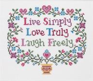🧵 janlynn live, love, laugh counted cross stitch kit: create beautiful 8"x7" artwork with 14 count fabric logo
