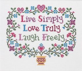 img 1 attached to 🧵 Janlynn Live, Love, Laugh Counted Cross Stitch Kit: Create Beautiful 8"x7" Artwork with 14 Count Fabric