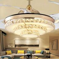 🌟 lighting groups 42" invisible 3-circle crystal ceiling fan: remote control, retractable blades, reversible, gold" логотип