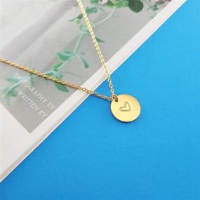 img 2 attached to 🌟 18K Gold Plated Stainless Steel Coin Pendant Heart Letter Necklace - MOMOL Gold Initial Necklace for Women and Girls - Delicate Disc Pendant Personalized Name Necklace