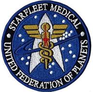 👨 starfleet medical uniform costume patch badge - new design iron-on startrek logo