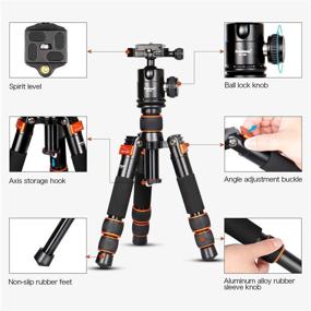 img 3 attached to Compact and Adjustable Koolehaoda Portable Tabletop Mini Tripod: DSLR Camera Tripod with Ball Head, Height Range 9-21.5inch, Includes Carrying Bag (Orange)