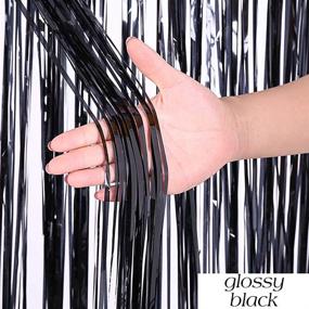 img 1 attached to 🎉 LILF 2 Packs of 3.3ft x 6.5ft Metallic Tinsel Foil Fringe Backdrop Curtain Door Streamers for Party Baby Shower Birthday Photo Booth Backdrop Christmas Graduation Wedding Decoration in Black