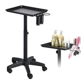 img 4 attached to 🛒 Klvied Salon Tray with Cups and Metal Loop: Versatile Rolling Utility Cart on Wheels, Adjustable Height Tattoo Tray, Premium Aluminum Instrument for Salon, Spa, and More in Black