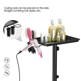 img 2 attached to 🛒 Klvied Salon Tray with Cups and Metal Loop: Versatile Rolling Utility Cart on Wheels, Adjustable Height Tattoo Tray, Premium Aluminum Instrument for Salon, Spa, and More in Black