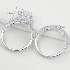 img 2 attached to 💍 Newshe Sterling Silver Wedding Engagement Ring Set for Women - 2.8ct Princess Cut White CZ - Sizes 5 to 12