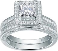 💍 newshe sterling silver wedding engagement ring set for women - 2.8ct princess cut white cz - sizes 5 to 12 logo