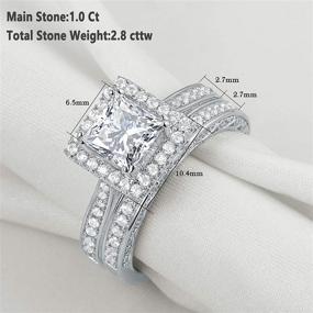 img 3 attached to 💍 Newshe Sterling Silver Wedding Engagement Ring Set for Women - 2.8ct Princess Cut White CZ - Sizes 5 to 12