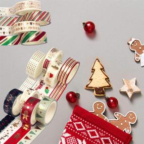 img 1 attached to 🎅 Decorate with Festive Flair! 12 Roll Christmas Washi Tape Set: Gold Foil, 5Mx15mm, Merry Christmas DIY Arts, Crafts, and Decorations. Perfect for Gift Wrapping, Parties, and More!