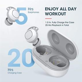 img 1 attached to 🎧 Беспроводные наушники IPX8 влагозащищенные, M30 Bluetooth наушники с глубоким басом, сенсорное управление Bluetooth наушниками внутриушными, 25 часов воспроизведения с быстрой зарядкой USB-C, режимы Twin & Mono, встроенные микрофоны (белый)