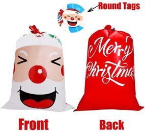 img 3 attached to 🎅 VEYLIN Large Christmas Plastic Gift Bags with Tags for Xmas Gift Wrapping (56in) - Santa Themed