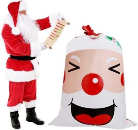 img 4 attached to 🎅 VEYLIN Large Christmas Plastic Gift Bags with Tags for Xmas Gift Wrapping (56in) - Santa Themed