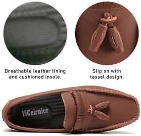 img 1 attached to Classic Leather Moccasins Zong 10.5 Men's Loafers by YiCeirnier: Stylish and Durable Shoes