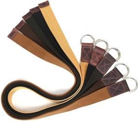 img 1 attached to 👖 Caramel Canvas D Ring Men's Belts by Aaron Leather