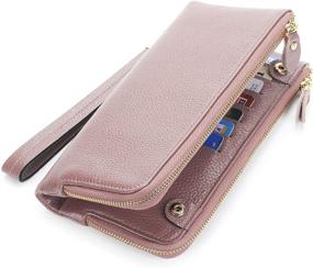 img 4 attached to 💼 YALUXE Genuine Leather Wristlet Wallet: Multi-Card Case with Double Zipper and Card Slots