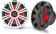 🔊 kicker 45km84l marine coaxial boat speakers, 8-inch, black and white grilles, red led lights, 4-ohm, 300w max power, pair logo
