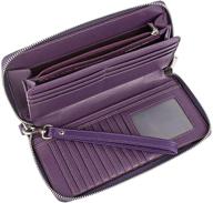 👛 agbiadd plus size rfid blocking women's wallet: genuine leather zip around clutch – large travel purse (purple) – stylish and secure logo