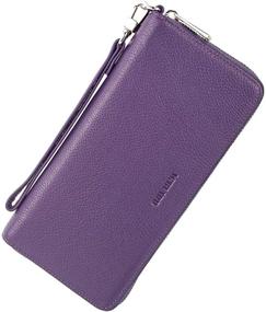 img 3 attached to 👛 AGBIADD Plus Size RFID Blocking Women's Wallet: Genuine Leather Zip Around Clutch – Large Travel Purse (Purple) – Stylish and Secure
