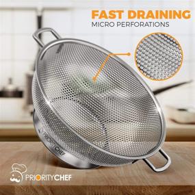 img 3 attached to 🍲 Premium Stainless Steel PriorityChef Colander: Ideal Kitchen Strainer for Washing Rice, Pasta, and Small Grains - 3 Quart Capacity