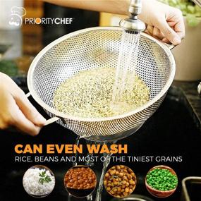 img 2 attached to 🍲 Premium Stainless Steel PriorityChef Colander: Ideal Kitchen Strainer for Washing Rice, Pasta, and Small Grains - 3 Quart Capacity