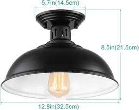 img 3 attached to Black Farmhouse Semi Flush Mount Ceiling Light Fixture - Industrial Decor ✨ Lamp for Kitchen Island, Bedroom, Living Room, Foyer, Hallway, Entryway, Office, Closet - HMVPL