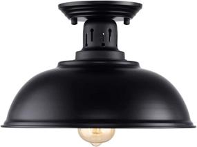 img 4 attached to Black Farmhouse Semi Flush Mount Ceiling Light Fixture - Industrial Decor ✨ Lamp for Kitchen Island, Bedroom, Living Room, Foyer, Hallway, Entryway, Office, Closet - HMVPL