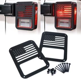 img 4 attached to Xprite Aluminum Alloy Tail Light Guards Protectors Compatible with 2007-2018 Jeep Wrangler JK Unlimited Accessories - Pair, featuring the American US Flag