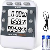 ⏲️ paicloud digital kitchen cooking timer - 3 channels, count up/down timer, on/off switch stopwatch, adjustable volume alarm, magnetic back, stand, battery included logo