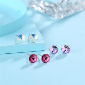 img 1 attached to 💎 Серьги-гвоздики из кристаллов Swarovski 6 мм: 3 пары ювелирных изделий из стерлингового серебра для детей, девочек и женщин