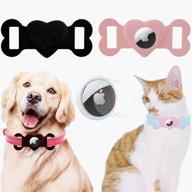 🐾 2 pack airtag dog collar holder for apple air tag – compatible with cat collar – airtag case with 2 [anti-scratch] hd protective films –airtag holder for pet collar within 1.1 inch (black, pink) logo