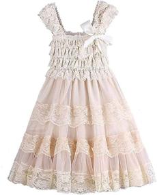 img 4 attached to 👗 Elegant Ever Fairy Lace Flower Rustic Burlap Girl Baby Country Wedding Flower Girls Dress for Perfect Occasions