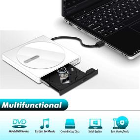 img 3 attached to 📀 Portable USB 3.0 External DVD Drive - White Slim CD/DVD ROM Rewriter and Burner