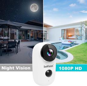 img 3 attached to 📷 SeeVision Outdoor Wireless Security Camera with Rechargeable Battery, Home Surveillance: 1080P Video, Two-Way Audio, Night Vision & Motion Detection