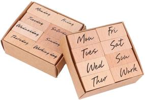 img 4 attached to 📆 16-Piece Wooden Week Stamps Set: Retro DIY Rubber Stamps for Scrapbooking and Diary