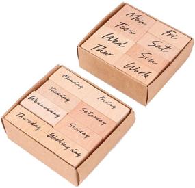 img 1 attached to 📆 16-Piece Wooden Week Stamps Set: Retro DIY Rubber Stamps for Scrapbooking and Diary