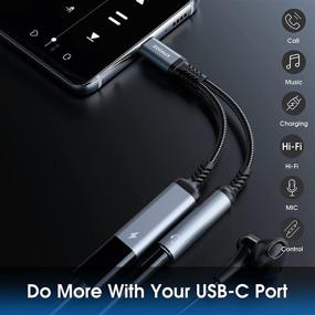 img 3 attached to 🔌 ZOOAUX USB C в 3.5 мм наушники и зарядное устройство адаптер - 2 в 1 Донгл для быстрой зарядки для стерео и наушников | Совместим с S20/S21 Note 20/10, Pixel 4/3 (серый)