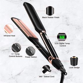 img 1 attached to 🔥 DORISILK Professional Ceramic Tourmaline Hair Straightener - 2 Inch Wide Infrared Flat Iron with Digital Temperature Control, Instant Heat Up, Dual Voltage - 250-450 Degrees