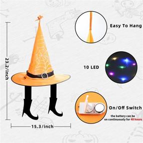 img 3 attached to 🎃 10 Pack Halloween Decorations Witch Hat with LED Light - Hanging Lighted Glowing Witch Hat Lights for Party Outdoor Yard Tree - Perfect for Festive Halloween Decorating!