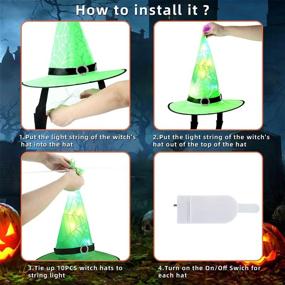 img 2 attached to 🎃 10 Pack Halloween Decorations Witch Hat with LED Light - Hanging Lighted Glowing Witch Hat Lights for Party Outdoor Yard Tree - Perfect for Festive Halloween Decorating!