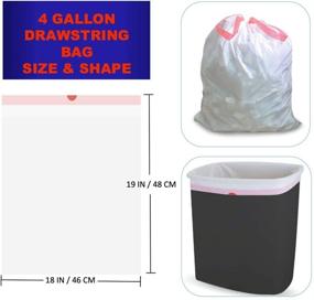 img 3 attached to 120 Small Trash Bags CCLINERS - White Drawstring Bathroom Garbage 🗑️ Bags 4 Gallon 15 Liter Wastebasket Trash Can Liners for Home Office Bins