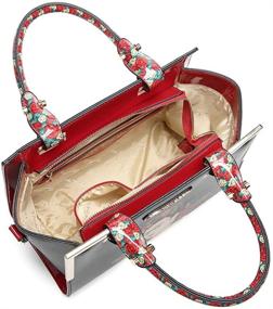 img 1 attached to Frida Kahlo Inspired Flower Theme Hardware 2 Way Wing Satchel Handbag Purse - Embrace Authentic Style!