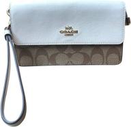 coach signature leather foldover wristlet women's handbags & wallets logo