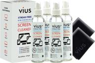 vius premium screen cleaner spray (8oz 4-pack) - gentle cleaning solution for lcd led tvs, laptops, tablets, monitors, phones, and electronic screens - removes fingerprints, dust, and oil logo
