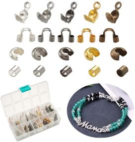 img 4 attached to 📿 Enhance Your DIY Jewelry with Beadthoven Box of 1250Pcs Brass Crimp Beads, Knot Covers, Wire Guardians, and Iron Bead Tips