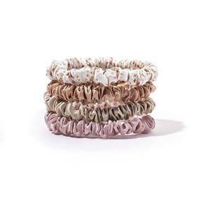 img 2 attached to 🎀 Slip Silk Skinnie Scrunchie Bauble in Nightlife - Premium 100% Pure 22 Momme Mulberry Silk Scrunchies for Women - Hair-Friendly Set of Luxurious Elastic Hair Scrunchies (4 Scrunchies)