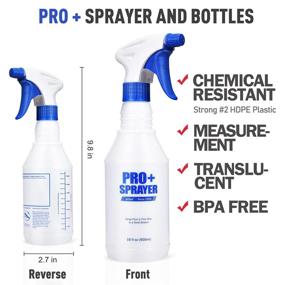 img 1 attached to 🌱 Airbee 16 Oz Plastic Spray Bottles - 2 Pack, Professional Heavy Duty Spraying Bottles for Cleaning Solutions, Planting, and Pets. Adjustable Nozzle, Measurements, Mist Water Bottles.