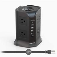 🔌 safemore smart power strip tower: 8-outlet surge protector with 4-usb ports, 6.5ft long extension cord and 4.2a usb charging station for home office (black) [upgraded] logo