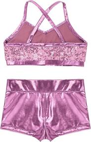 img 1 attached to Ranrann Girls 2PCS Sequin Ballet Dance Crop Outfits with Criss-Cross Back Tank Top and Bottoms Set: Ideal Swimwear Bathing Suit Option