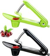 🍒 2-pack cherry pitter tool | olive pitter tool | space-saving lock design | abs cover | stainless steel construction | efficient cherry stoner pitter with core remover logo